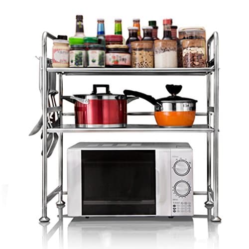 HYDT Multifunctional stainless steel microwave oven racks kitchen table dressing shelves ( Color : Style-1 , Size : 63cm )