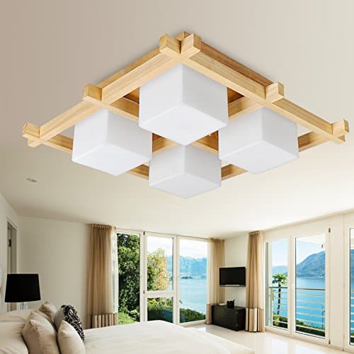 W light Solid Wood Led Logs Living Room Ceiling Lamps Bedroom Lighting Fixtures,A,E27 bulb [LMD-0104] (W)