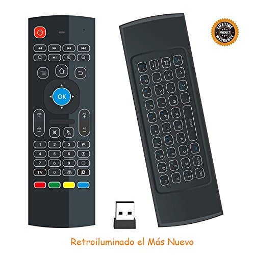 Horizontal Mini Backlit Wireless Keyboard Mouse Combo 2.4 G Portable Multi-media Remote with Touchpad for Windows, Android/Google/Smart TV, Linux, Windows, Mac, Raspberry Pi Black