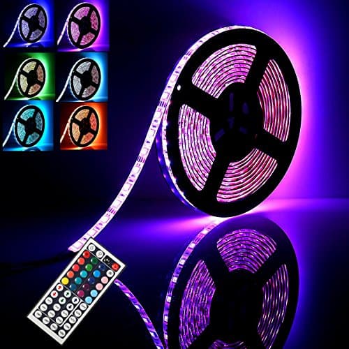 LED Strips Lights 5M GLIME LED Light Strips with Remote 5050 300pcs RGB LED Strip Light Waterproof Color Changing IR Remote Power Supply Rope Light for Bar Bedroom Balcony Kitchen Closet Party Decoration