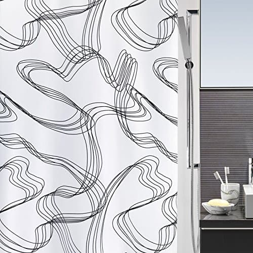 Bathroom curve pattern padded polyester fabric waterproof mildew shower curtain curtain shower curtain curtain partition, 200x180 cm