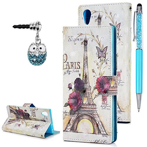 Sony Xperia XA1 Case, STXMALL 3D Pattern Premium PU Leather Book Stand Case Pouch Cover Protective Phone Case with Card Slots Stylus Pen and Dust Plug for Sony Xperia XA1