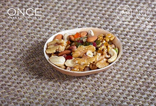 ONCE | Palm Leaf Disposable Plates | Sizes: 4.20" / 3.10"| Oval | Pack of 25 / 50 | Food safe > US FDA 21 CFR | 100% Natural &amp; 100% Compsostable | Collection: Sides