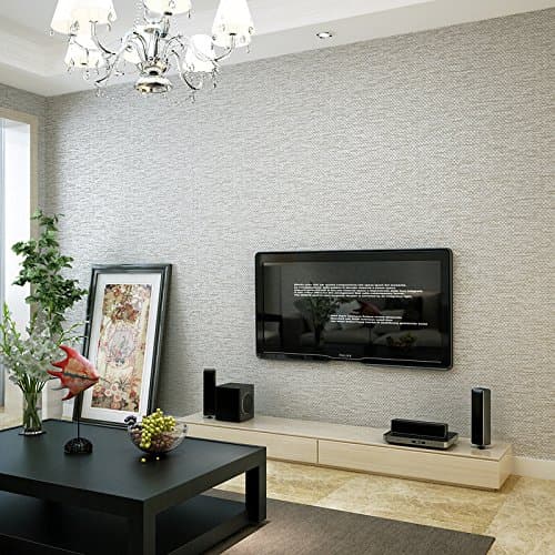 MDDW-Simple non-woven wallpaper plain solid color modern wallpaper bedroom large living room area , super fiber (ma gray)
