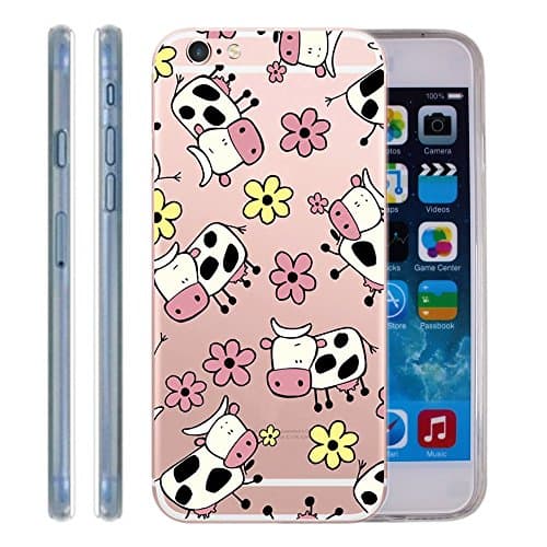 Dairy Cattle Cow iPhone 6s case, iPhone 6 case - Floral Pattern Ultra Thin TPU GEL Transparent Clear iPhone 6 6S Cover Skin 4.7”