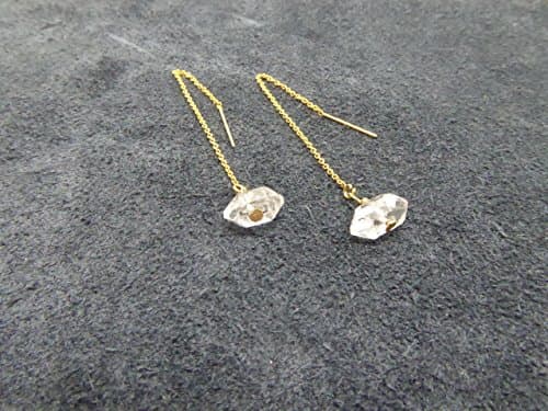 Diamond Drop Earrings On Gold Threaders Herkhimer Diamonds