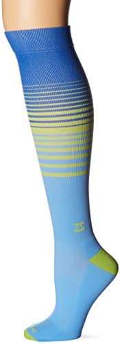 Fresh Legs Classic Stripes Compression Socks, Sky Blue/Kiwi, Small