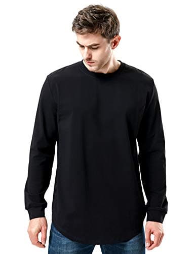 Bertte Mens Hipster Hip Hop Basic Elong Longline Short/Long Sleeve T-Shirt