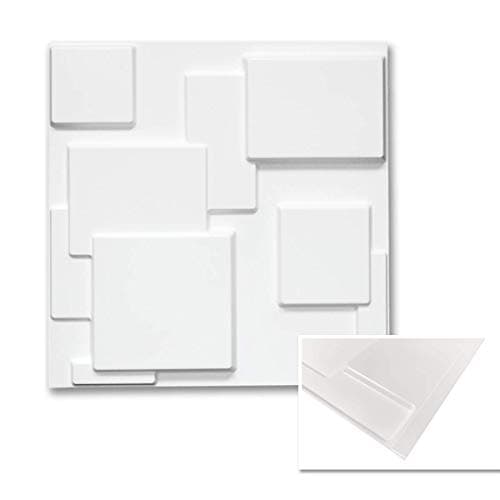 Wall Puzzle by Urban Decor - Easy Peel & Stick 3D Decorative Panels for Home and Business (32sqft/Box, Wall Puzzle) (Modern Square)