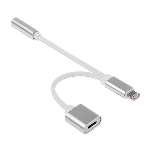 3.5mm Headphone Adapter, 2 in 1 Lightning iPhone 7 Adapter &amp; Splitter, Lightning Charger and 3.5mm Earphone Stereo Jack Cable Adapter for iPhone 7/7 Plus(Silver)