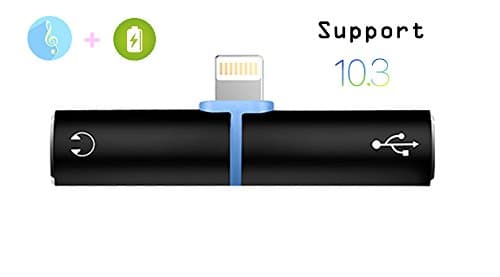 Onesall Lightning Digital Audio Adapter &amp; Charging Splitter, 2 in 1 Lightning to 3.5mm Headphone Aux Adapter &amp; 2A Charging Converter for iPhone 7,7Plus(Black)