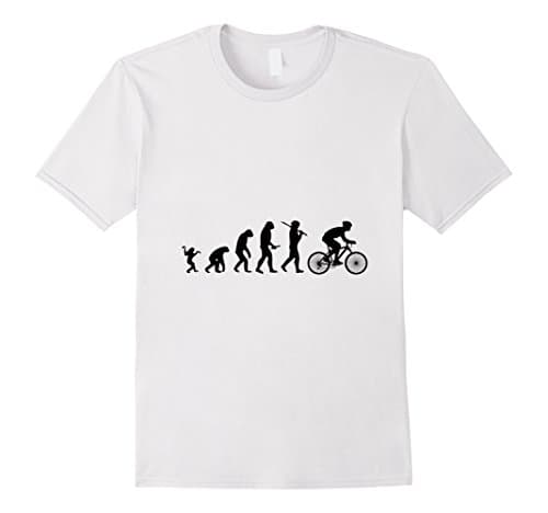 Men's The Evolution Bicycle Darwin Funny Biking T-shirt Medium White