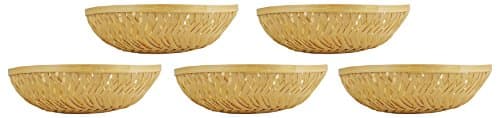 DEVAN HANDICRAFTS Bamboo Multipurpose Basket (30.48 cm x 30.48 cm x 10.16 cm, Yellow, Pack of 5)