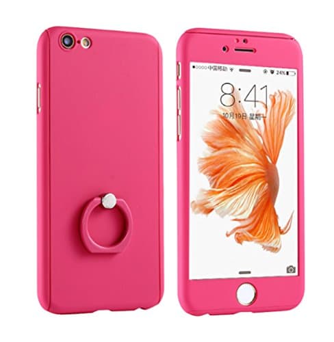 Phone Case - for Apple iPhone 5/SE Mobile Phone Sets 360 Ultra-thin All-inclusive Anti-drop Bracket Ring (Rose Red,iPhone5/SE)