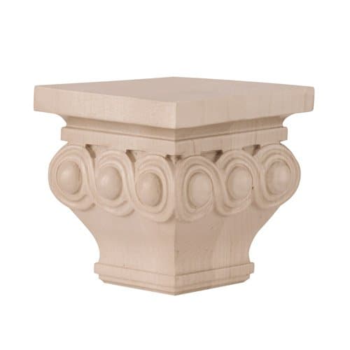 Infinity Carved Guilloche Square Bun Foot, Walnut