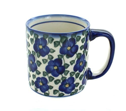 Blue Rose Polish Pottery Violets Coffee Mug