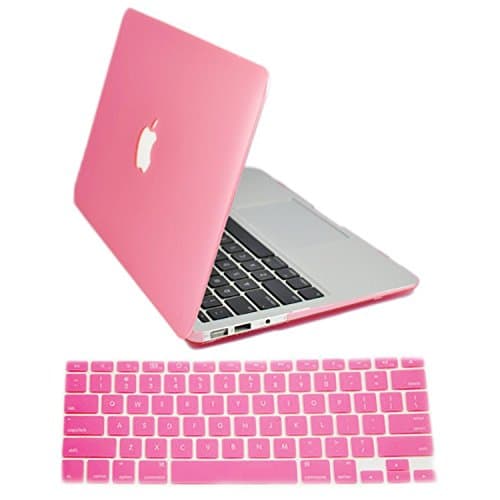 Candance(TM)Pink Rubberized Frosted Matte Surface Hard Shell Case Cover for Macbook Air 13" 13.3" A1369 & A1466 with Silicone Keyboard Cover Skin Stickers Protector and screen protector (Pink with Silicone Keyboard Cover Skin Stickers Protector)