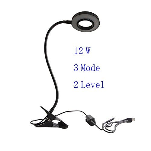 12W LED Desk Lamp Adjustable 3 Mode & 2 Level 4 Combinations Cold/ Warm Light, Natural Light Switch Dimmable Clip Desk Light Bulb Clamp Flexible Gooseneck 360 Degree for Learning, Reading, Working