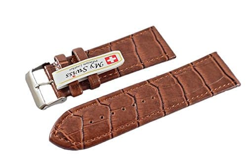 NP Watch Band Leather Watch Band Crocodile Pattern Width 28 mm. Brown Color