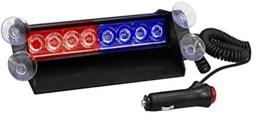 Roy Imaging LED Car Dash Strobe Flash Warning Light Police Car Styling Lamp with Suction Cups for Interior, Roof and Windshield for Isuzu (Red and Blue, 8W)