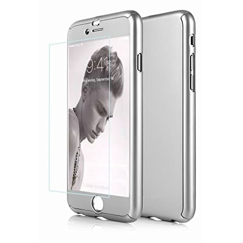 iPhone 6 Plus Case, DecaStars [Ultra-thin Series] 2-in-1 Full-body Protective Back Cover [Slim Fit] with Tempered Glass Screen Protector for Apple iPhone 6 / 6s Plus Case 5.5" - Silver