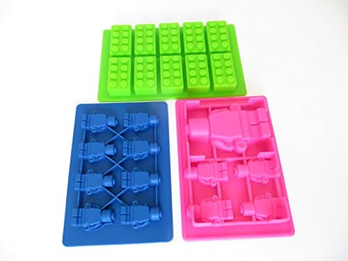 Candy Molds for making LEGO bricks and figures by Merchant Smile. Complete Set: 3 special molds for chocolate, jello, cake, ice and even candles, soap, crayon including recipes. Turn happy birthday parties into memorable events now!