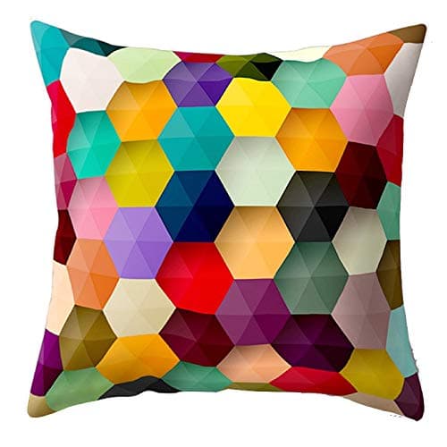 The Beach Stop Creative Patterned Soft Cushion Covers (Rainbow Hexagon)