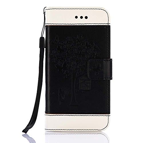 Galaxy S8 Plus Wallet Case [Free Tempered Glass Screen Protector], ESSTORE-EU Butterfly Pattern Folding with Stand Magnetic Premium PU Leather Case Cover for Samsung Galaxy S8 Plus, Black