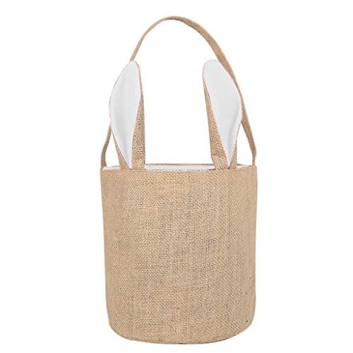 WORMENG Newest Egg Basket Holiday Rabbit Bunny Printed Canvas Gift Carry Eggs Candy Bag Candy Bag Cloth Bag Home Storage Bag Best Gift