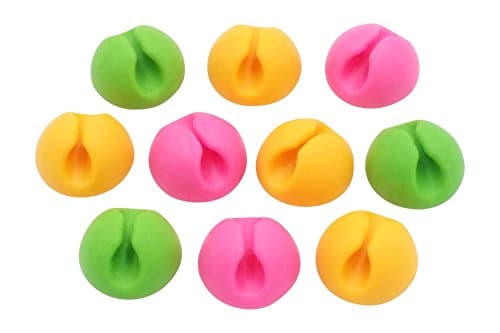 Vorfreude 10 Pack Cable Clips & Cord Management Drops 3M Self Adhesive Stick On Organizer for Car, Ethernet, PC, USB, iPhone, HDMI, or Desk (Single Mini 1) Assorted Multicolor