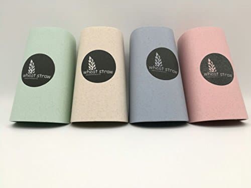Eco Friendly Cup Wheat Straw Biodegradable Unbreakable Mug Toothbrush Holder Rinse Cups, Pack of 4