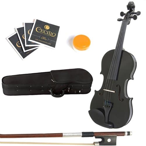 Mendini 12-Inch MA-Black Solid Wood Viola with Case, Bow, Rosin, Bridge and Strings