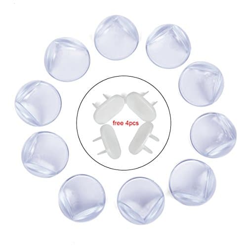 Corner Protector Large Corner Guards CLEVERLOVE Baby Proofing Corner Guards Safety Baby Clear Corner Guards Edge and Corner Guard for Furnitures(10PCS+4PCS Outlet Covers)