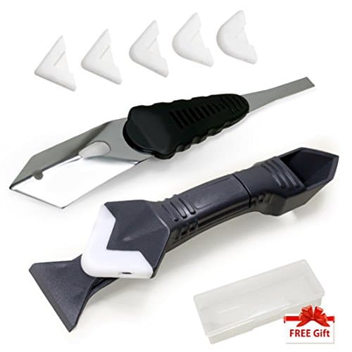 Darunaxy Caulking Tool Kit, 3 in 1 Silicone Sealant Replace &amp; Removal Tool with 4 Replaceable Pads and Silicone Scraper Tool Set for Bathroom Kitchen Room