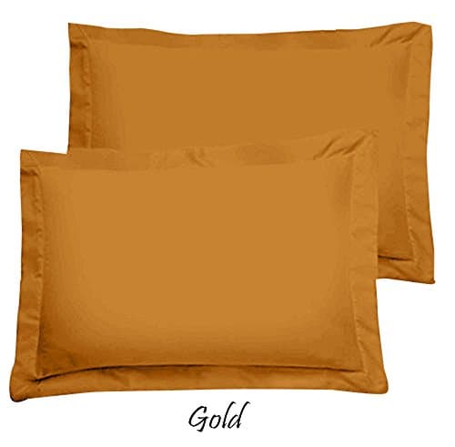 Hotel Bedding Ultra Soft Egyptian Cotton 600-Thread-Count Solid Pattern 2-Pieces Pillow Shams ( King Size, Gold )