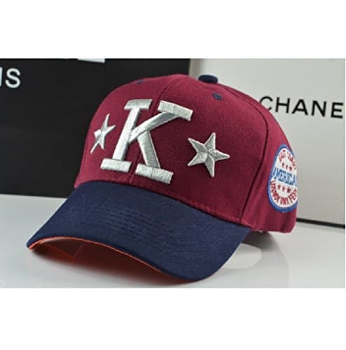 SP-CHARMING Baseball Cap Letter K Hat Gorras Planas Snapback Hip Hop Cap Bone [Red]
