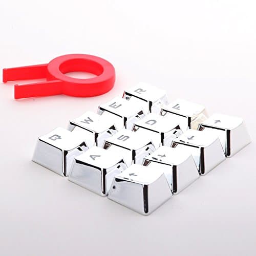 E-Element Keycaps Doubleshot Keycaps with White infill Translucidus Backlit Key caps for Mechanical Gaming Keyboards (Silver)