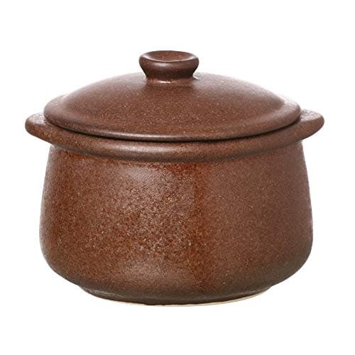 Kudoz Enterprises Ceramic Stoneware Matt Chocolate Dinner Dining Serving Pot Handi with Lid (Brown) -Set of 2