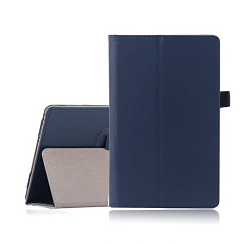 Flyesto Folio Slim Leather Standing Case with Auto Sleep / Wake Function for Amazon Kindle Fire 8-Inch HD Display (6th Generation) - Blue
