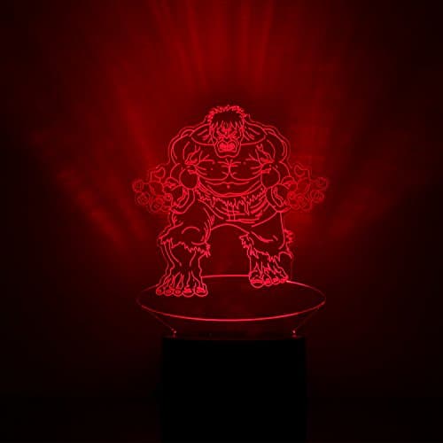 3D Optical Illusion Night Light - 3 LED Color Changing Lamp - Cool Soft Light Safe for Kids - Solution for Nightmares (Hulk)