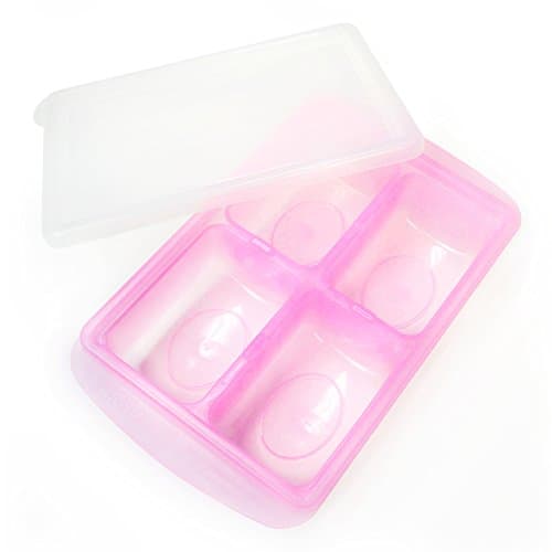 JMGreen RRe [4 Sections, 5.3oz/Section] Bento Box Freezer Tray. Flexible, Twistable Pop Push Method. BPA Free. Double Sealing Lid Provided. [Pink]