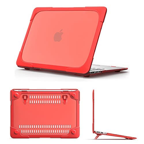 Macbook Air 13" Case, [Heavy Duty] Slim ShockProof [Snap on] [Dual Layer] PC matting Hard Case Shell Cover with TPU Bumper Cover for Apple Macbook Air 13-inch 13" A1369/A1466 Laptop(Red)