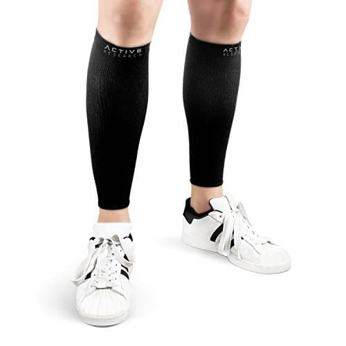 Active Research Compression Calf Sleeve - Compression Shin Support Sleeve For Shin Splints, Sports, Basketball, Training, Running, Crossfit and More - Medium