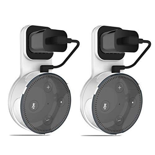 Jamfox Outlet Wall Mount Holder Stand Hanger for Alexa Echo Dot 2nd Generation (2pcs, White)