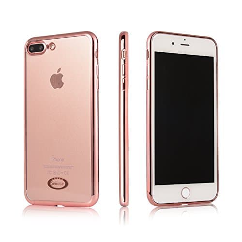 iPhone 7 plus Case,Selnice Soft Slim Fit Flexible Clear Transparent [Electroplating Frame] Premium TPU Case for Apple iPhone 7 plus (Rose Gold)