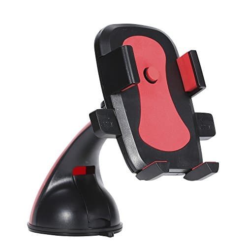 Car Mount, GOOLEEN Universal Windshield Dashboard Car Holder Cradle for Apple iphone 6 6 plus 5 5s 5c se 4 4s, Android Samsung Galaxy S7 S7 Edge S6 S5 S4, Note5 4 3, HTC, NOKIA,LG and More (Red)