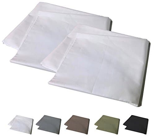 Standard Pillowcase Set of 2 Pillow Covers, 400 Thread Count, 100% Long Staple Brushed Cotton, White