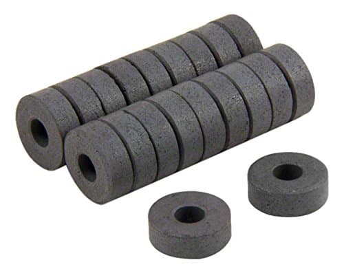Magnet Expert 14mm O.D. x 5mm I.D. x 5mm thick Y10 Ferrite Magnets - 0.16kg Pull (Pack of 20)