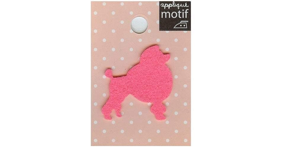 Pink Poodle Dog Design Small Iron-on Applique (Patch Size:1.25"x1.5")