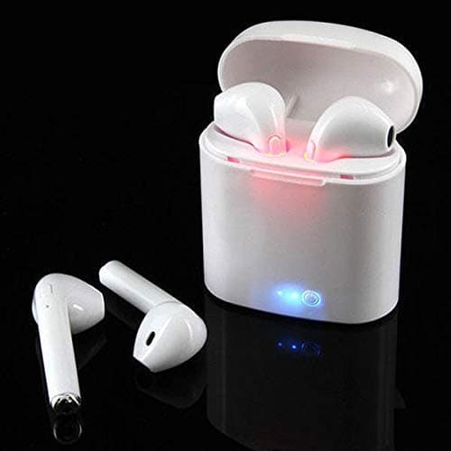 Unow® i7S TWS Twins True Wireless Bluetooth Earbuds Headset with Mic & Portable Charging Power Dock Compatible with All Android & iOS Smartphones - (White Color)